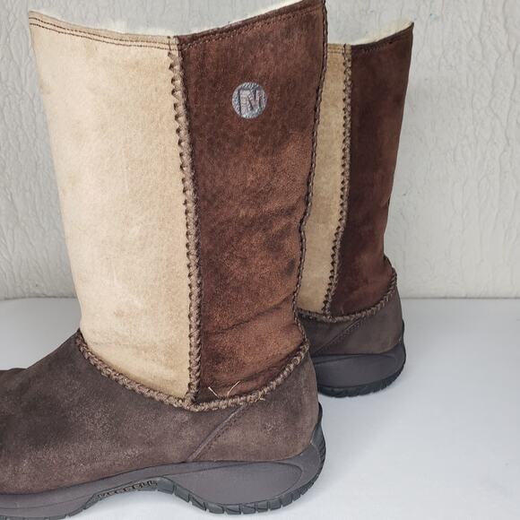 Merrell Encore Stitch High Espresso Boots Womens Size 8.5 Shearling Lining - Picture 9 of 16